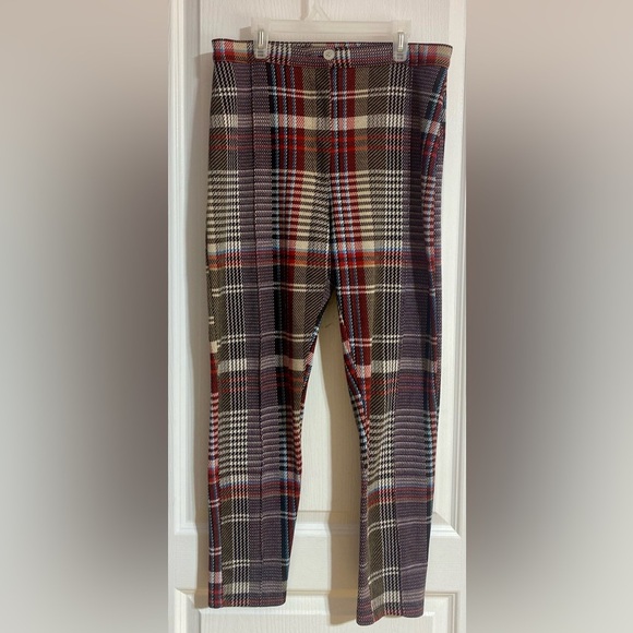 Free People Carnaby Plaid Skinny High Waisted Stretch Spring Pants Size 10 - Picture 1 of 9
